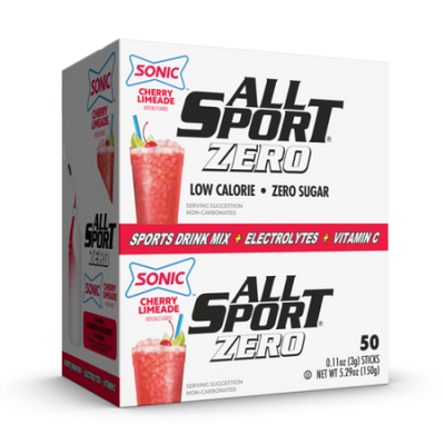 ALL SPORT ZERO Drink Mix for Water Bottles - Sonic Cherry Limeade (50 Sticks per Box)