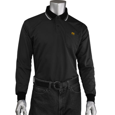 Uniform Technology Reusable Clothing Long Sleeve ESD Polo Shirt - Black - 1/EA - BP801LC-BK