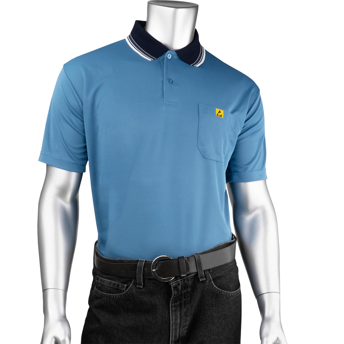 Uniform Technology Reusable Clothing Short Sleeve ESD Polo Shirt - Royal - 1/EA - BP801SC-RB