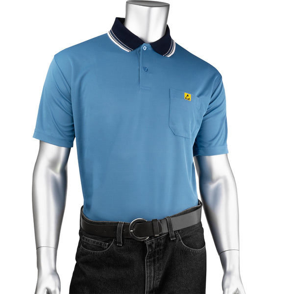 Uniform Technology Reusable Clothing Short Sleeve ESD Polo Shirt - Royal - 1/EA - BP801SC-RB