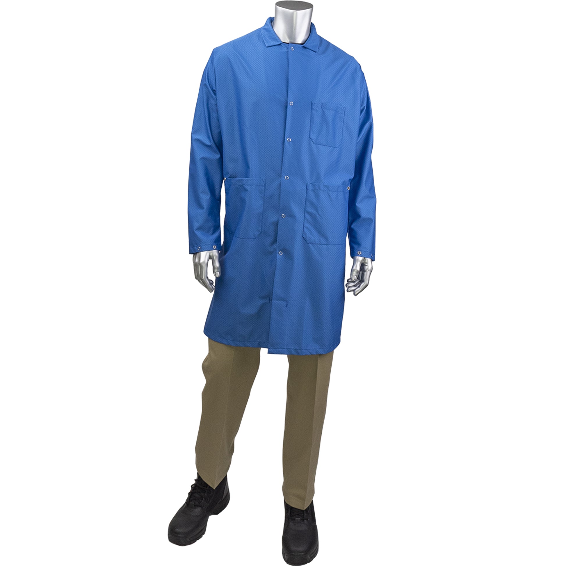 Uniform Technology Reusable Clothing Staticon Long ESD Labcoat - Royal - 1/EA - BR18-45RB