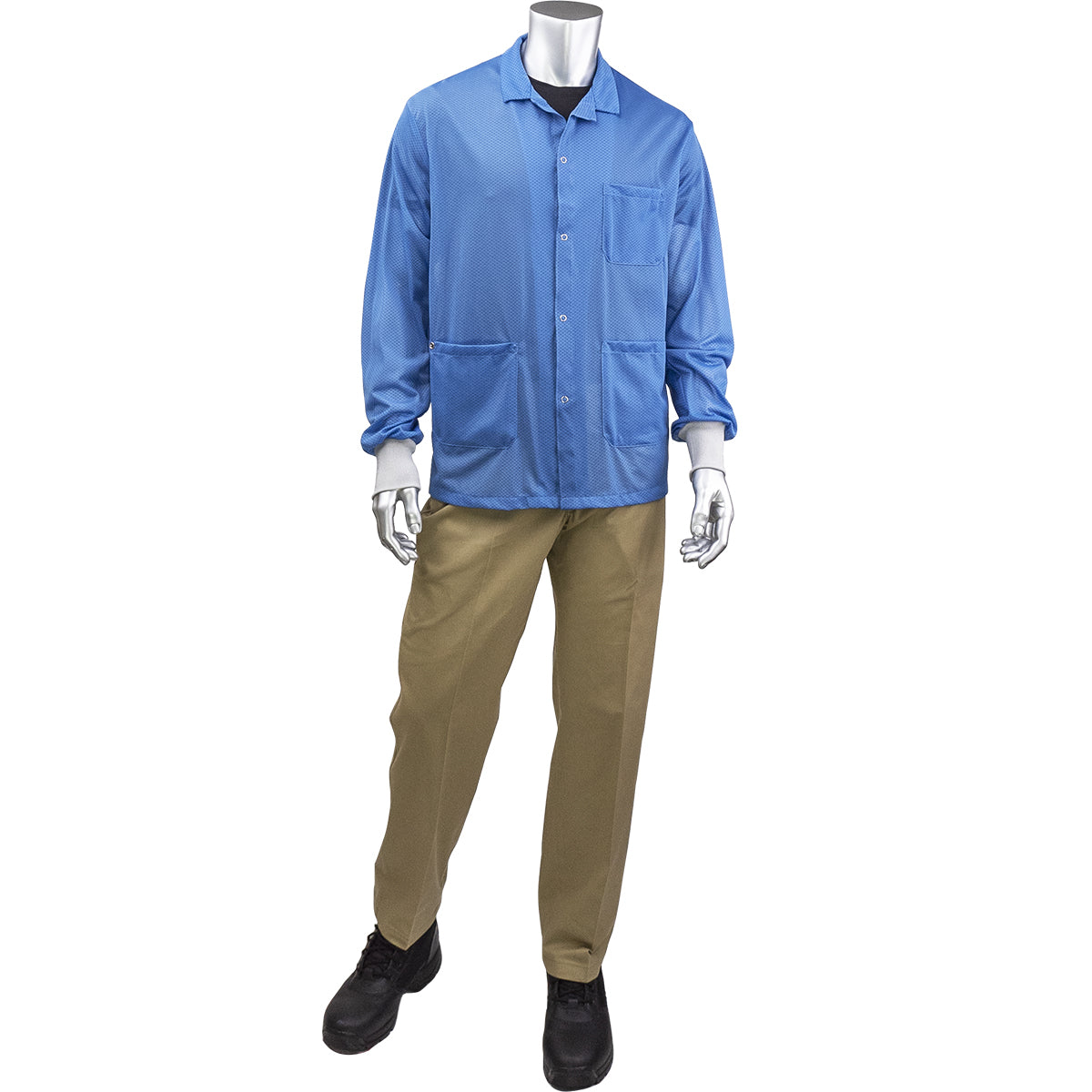 Uniform Technology Reusable Clothing Short ESD Sheer Labcoat - Knit Cuff - Blue - 1/EA - BR3C-42NB