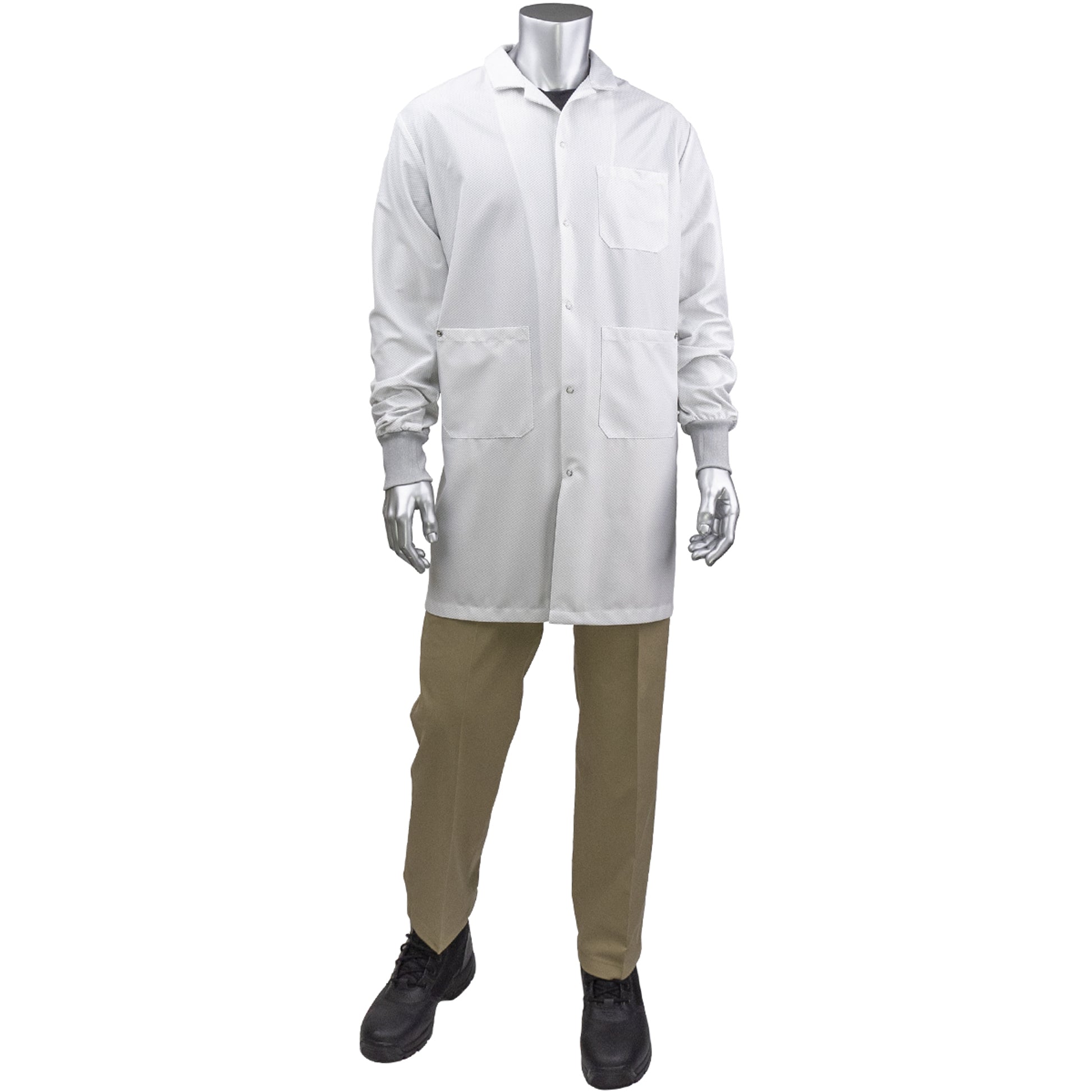 Uniform Technology Reusable Clothing StatMaster Long ESD Labcoat - Knit Cuff - White - 1/EA - BR51C-47WH