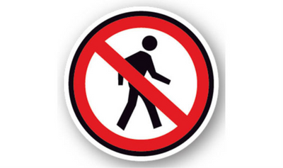 20" CIRCLE SIGNS - Circle Sign - No Pedestrians - DSV-SIGN 400 #0183 -UEN