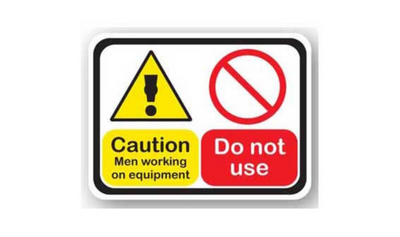 50" x 32" RECTANGLE SIGNS - Lock Out/Tag Out Sign - Caution Men Working On Equipment Do Not Use - DSV-SIGN 1600 #2045 -UEN