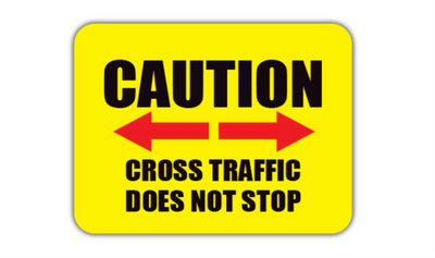 50" x 32" RECTANGLE SIGNS - Rectangle Sign - Caution Cross Traffic Does Not Stop - DSV-SIGN 1600 #2129 -UEN
