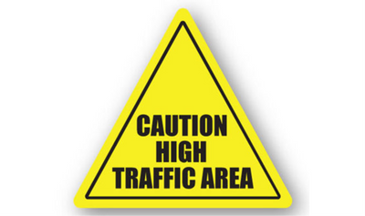 24" TRIANGLE SIGNS - Triangle Sign - Caution High Traffic Area - DSV-SIGN 576 #0112 -UEN
