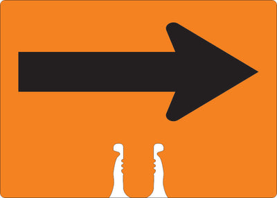 RIGHT ARROW - CONE TOPPER SIGN DOUBLE SIDED