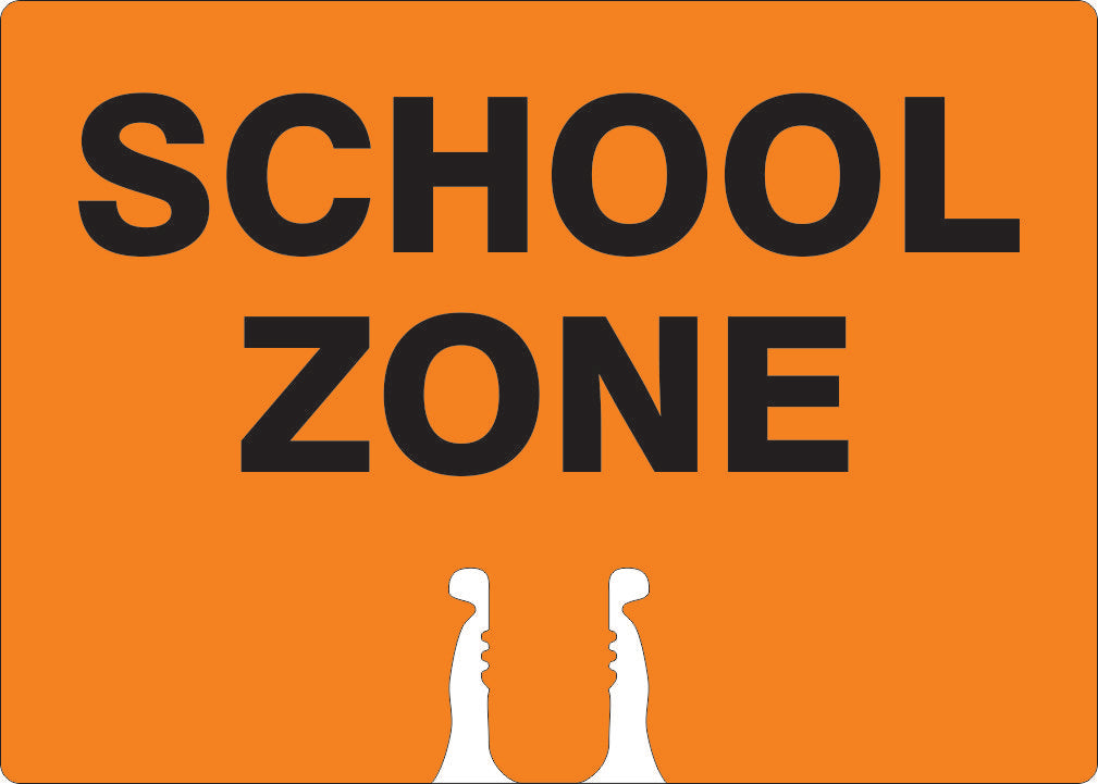 SCHOOL ZONE - CONE TOPPER SIGN DOUBLE SIDED - SCHOOL ZONE - CONE TOPPER SIGN DOUBLE SIDED, 10X14, Plastic (.040)