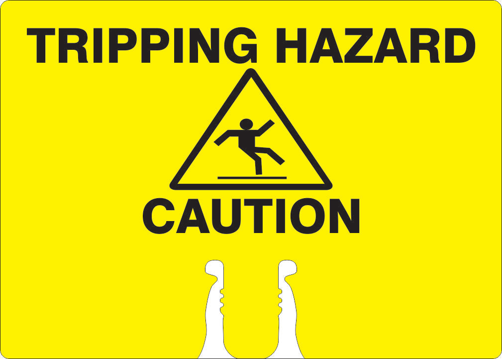 TRIPPING HAZARD CAUTION - CONE TOPPER SIGN DOUBLE SIDED - TRIPPING HAZARD CAUTION - CONE TOPPER SIGN DOUBLE SIDED, 10X14, Plastic (.040)