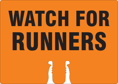 WATCH FOR RUNNERS - CONE TOPPER SIGN DOUBLE SIDED