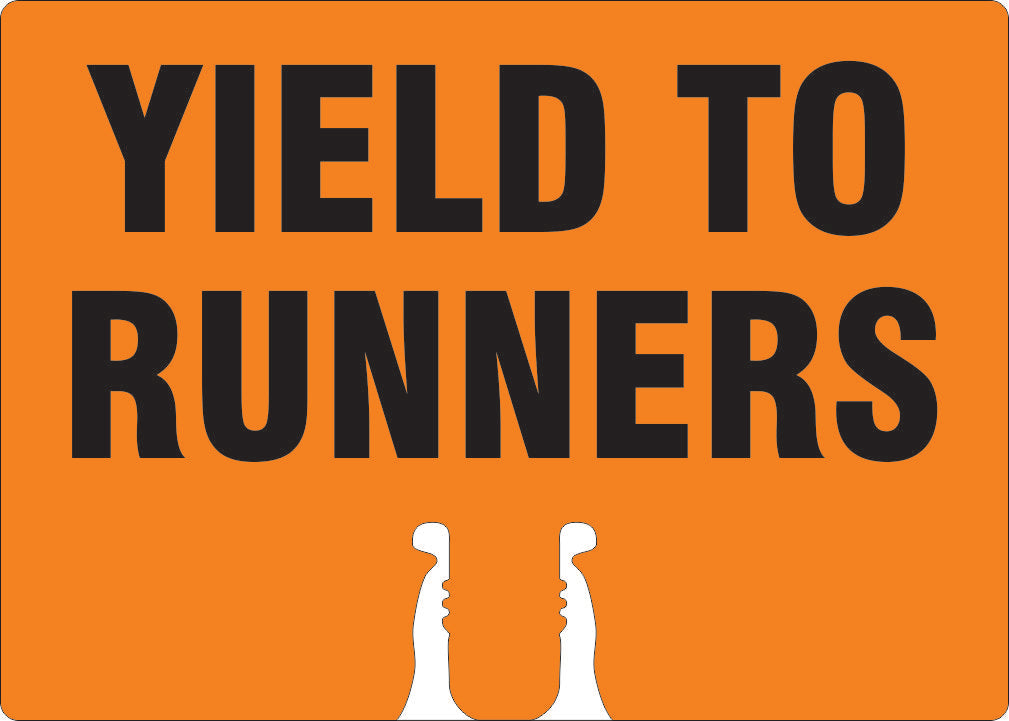 YIELD TO RUNNERS - CONE TOPPER SIGN DOUBLE SIDED - YIELD TO RUNNERS - CONE TOPPER SIGN DOUBLE SIDED, 10X14, Plastic (.040)