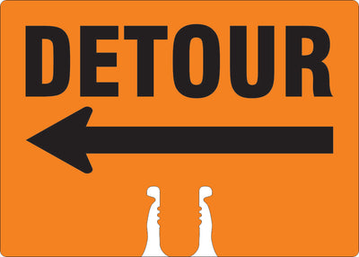 DETOUR (LEFT ARROW) - CONE TOPPER SIGN DOUBLE SIDED