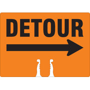 DETOUR (RIGHT ARROW) - CONE TOPPER SIGN DOUBLE SIDED - DETOUR (RIGHT ARROW) - CONE TOPPER SIGN DOUBLE SIDED, 10X14, Plastic (.040)