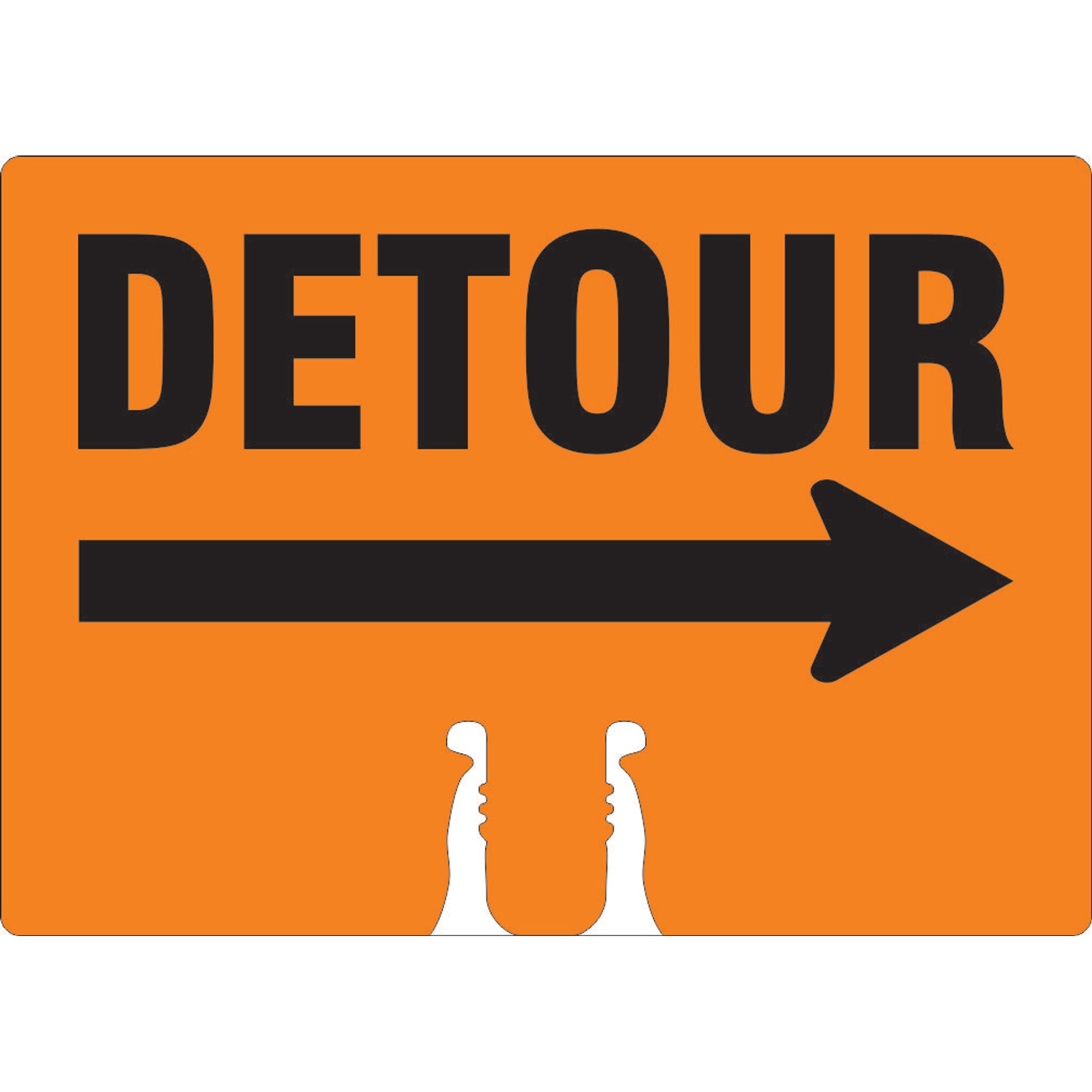 DETOUR (RIGHT ARROW) - CONE TOPPER SIGN DOUBLE SIDED - DETOUR (RIGHT ARROW) - CONE TOPPER SIGN DOUBLE SIDED, 10X14, Plastic (.040)