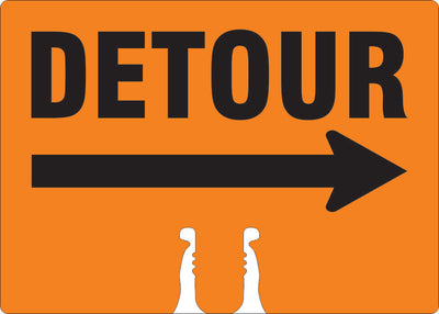 DETOUR (RIGHT ARROW) - CONE TOPPER SIGN DOUBLE SIDED