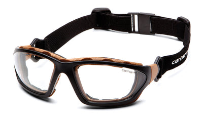 Carhartt Carthage Black/Tan Frame/Clear Anti-Fog Lens Safety Eyewear