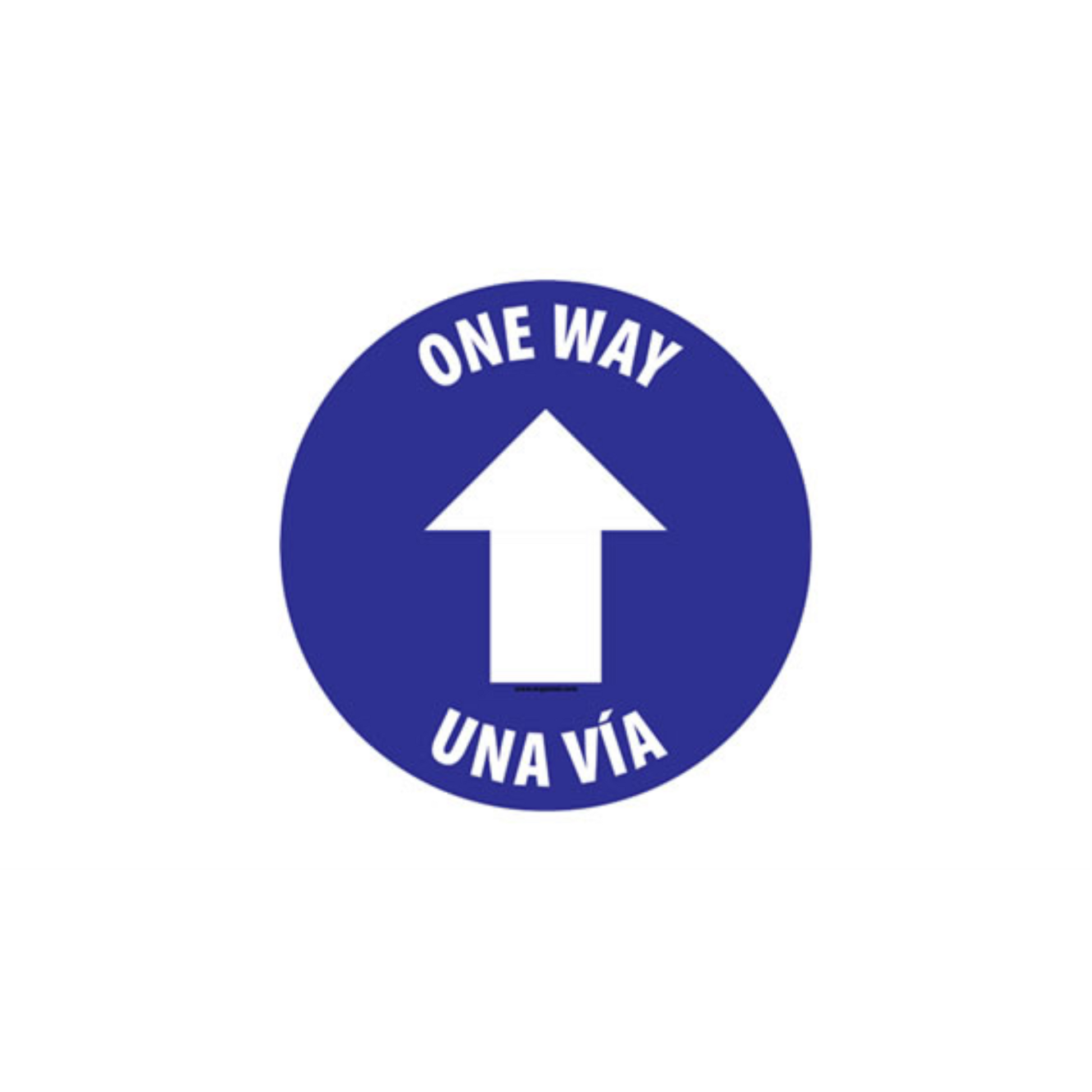 17" CIRCLE SIGNS - Circle Sign "One Way" - Bilingual (English/Spanish) - LS-SIGN 289 #3854 -UEN