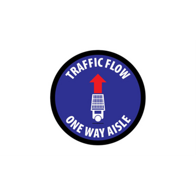 30" CIRCLE SIGNS -  Circle Sign "Traffic Flow One Way Aisle" - LS-SIGN 900 #3893 -UEN