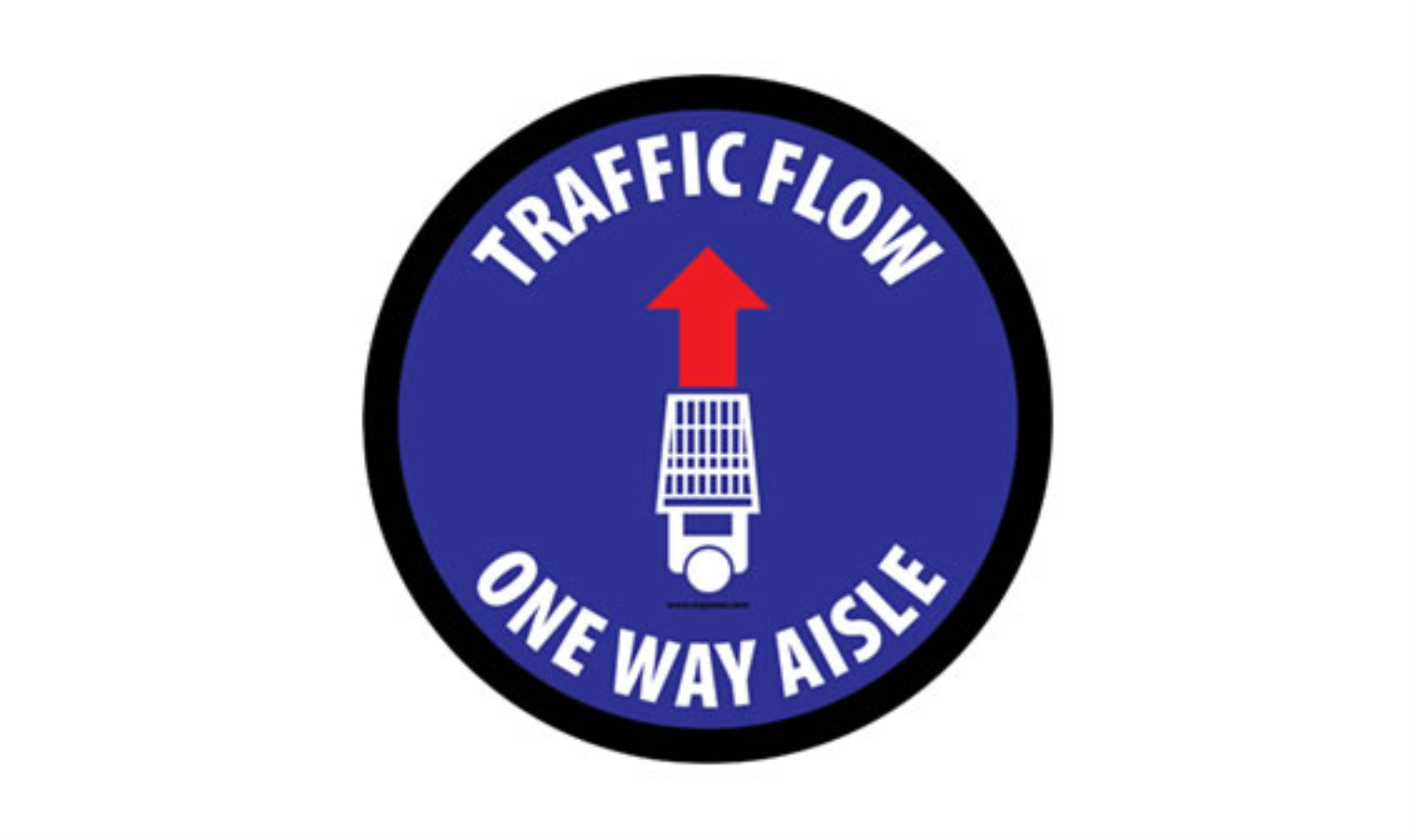 30" CIRCLE SIGNS -  Circle Sign "Traffic Flow One Way Aisle" - LS-SIGN 900 #3893 -UEN