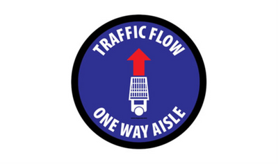 4" CIRCLE SIGNS - Circle Sign "Traffic Flow One Way Aisle" - LS-SIGN 16 #3886 -UEN