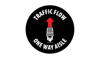 20" CIRCLE SIGNS - Circle Sign "Traffic Flow One Way Aisle" - LS-SIGN 400 #3900 -UEN