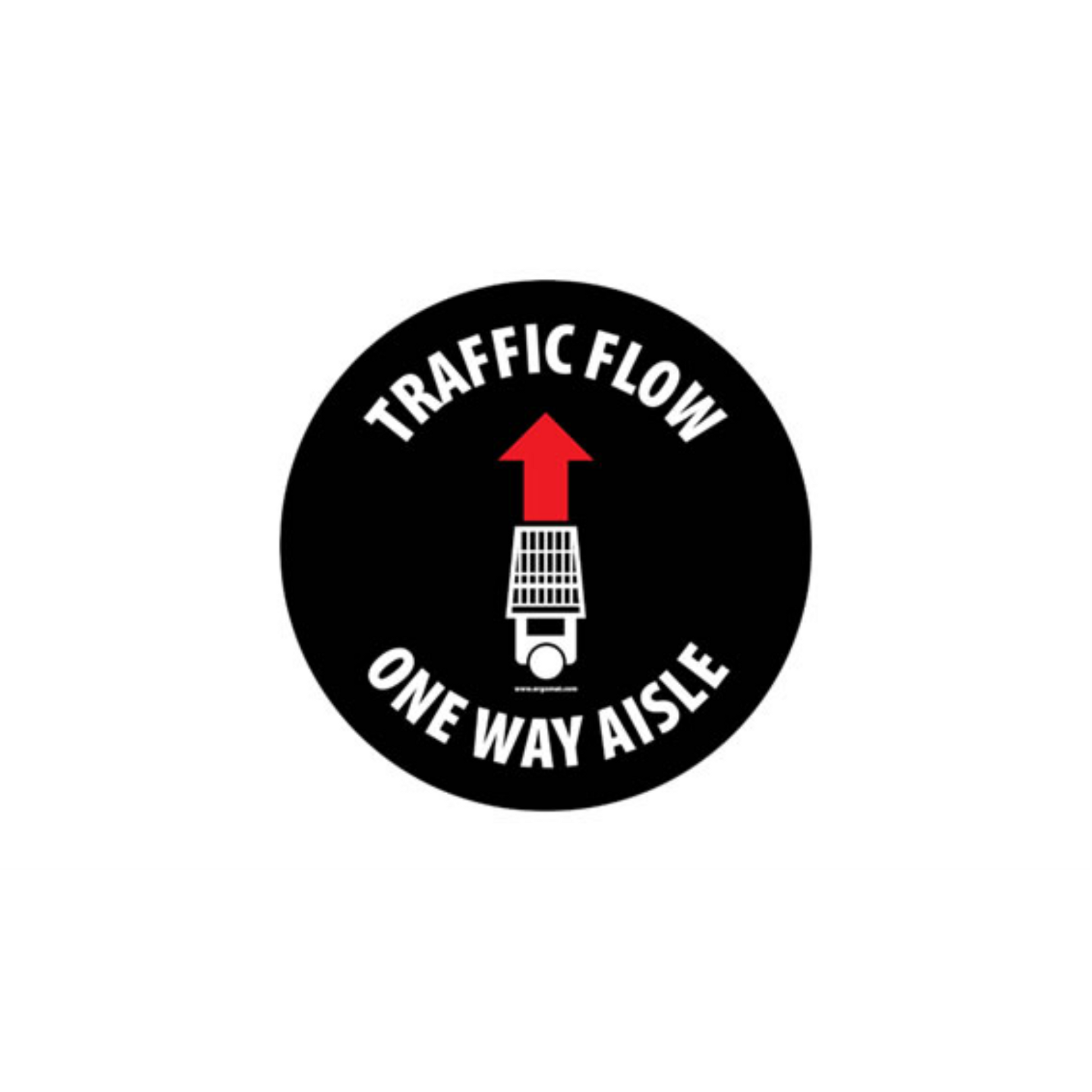 17" CIRCLE SIGNS - Circle Sign "Traffic Flow One Way Aisle" - LS-SIGN 289 #3899 -UEN