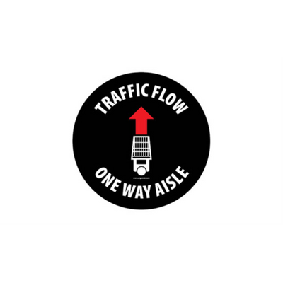 17" CIRCLE SIGNS - Circle Sign "Traffic Flow One Way Aisle" - LS-SIGN 289 #3899 -UEN