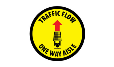 17" CIRCLE SIGNS - Circle Sign "Traffic Flow One Way Aisle" - LS-SIGN 289 #3908 -UEN