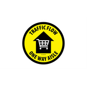 17" CIRCLE SIGNS -  Circle Sign "Traffic Flow One Way Aisle" - DSV-SIGN 289 #3935 -UEN