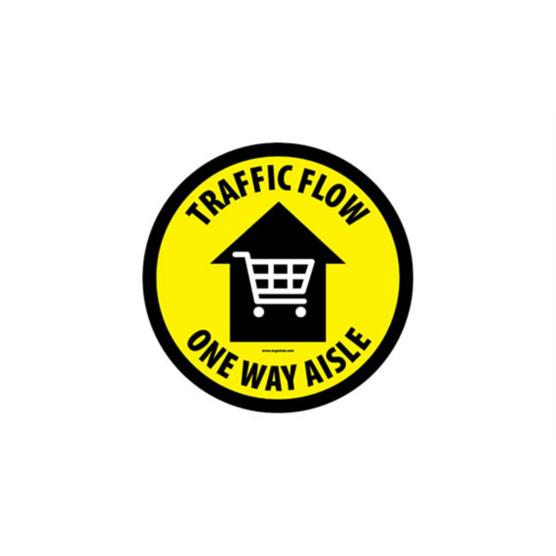 17" CIRCLE SIGNS -  Circle Sign "Traffic Flow One Way Aisle" - DSV-SIGN 289 #3935 -UEN