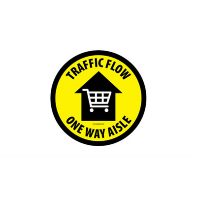 17" CIRCLE SIGNS - Circle Sign "Traffic Flow One Way Aisle" - DSV-SIGN 289 #3935 -UEN