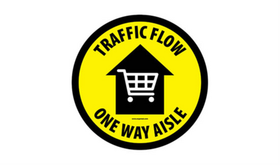 4" CIRCLE SIGNS - Circle Sign "Traffic Flow One Way Aisle" - DSV-SIGN 16 #3931 -UEN