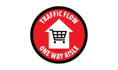 17" CIRCLE SIGNS - Circle Sign "Traffic Flow One Way Aisle" - DSV-SIGN 289 #3944 -UEN