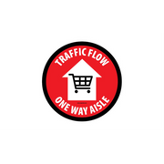 4" CIRCLE SIGNS -  Circle Sign "Traffic Flow One Way Aisle" - LS-SIGN 16 #3940 -UEN