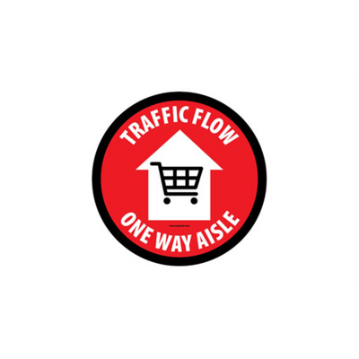 4" CIRCLE SIGNS -  Circle Sign "Traffic Flow One Way Aisle" - LS-SIGN 16 #3940 -UEN