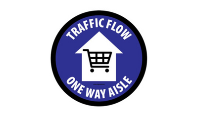 12" CIRCLE SIGNS - Circle Sign "Traffic Flow One Way Aisle" - LS-SIGN 144 #3951 -UEN
