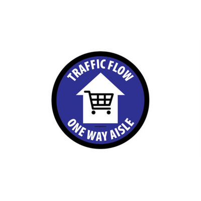 4" CIRCLE SIGNS - Circle Sign "Traffic Flow One Way Aisle" - LS-SIGN 16 #3949 -UEN