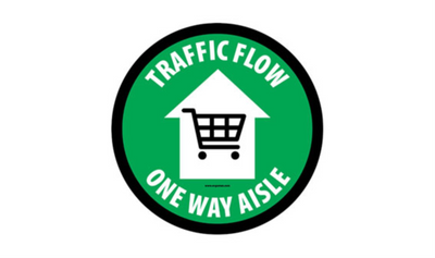20" CIRCLE SIGNS - Circle Sign "Traffic Flow One Way Aisle" - LS-SIGN 400 #3963 -UEN