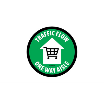 4" CIRCLE SIGNS - Circle Sign "Traffic Flow One Way Aisle" - DSV-SIGN 16 #3958 -UEN