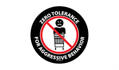 20" CIRCLE SIGNS - Circle Sign "Zero Tolerance For Aggressive Behavior" - LS-SIGN 400 #3981 -UEN