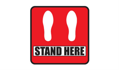 6" SQUARE SIGNS - Square Sign "Stand Here" - LS-SIGN 36 #2915 -UEN