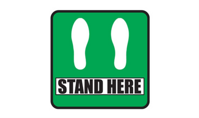 4" SQUARE SIGNS - Square Sign "Stand Here" - LS-SIGN 16 #2922 -UEN