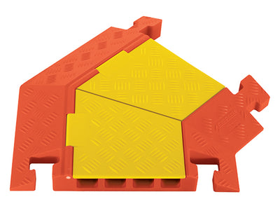 Cable Protector - Linebacker - 4-Ch - 1.25" - Right Turn - T-Conn - Yellow/Orange - 80 - 600 Lb Load - CPT4X125-R-Y/O