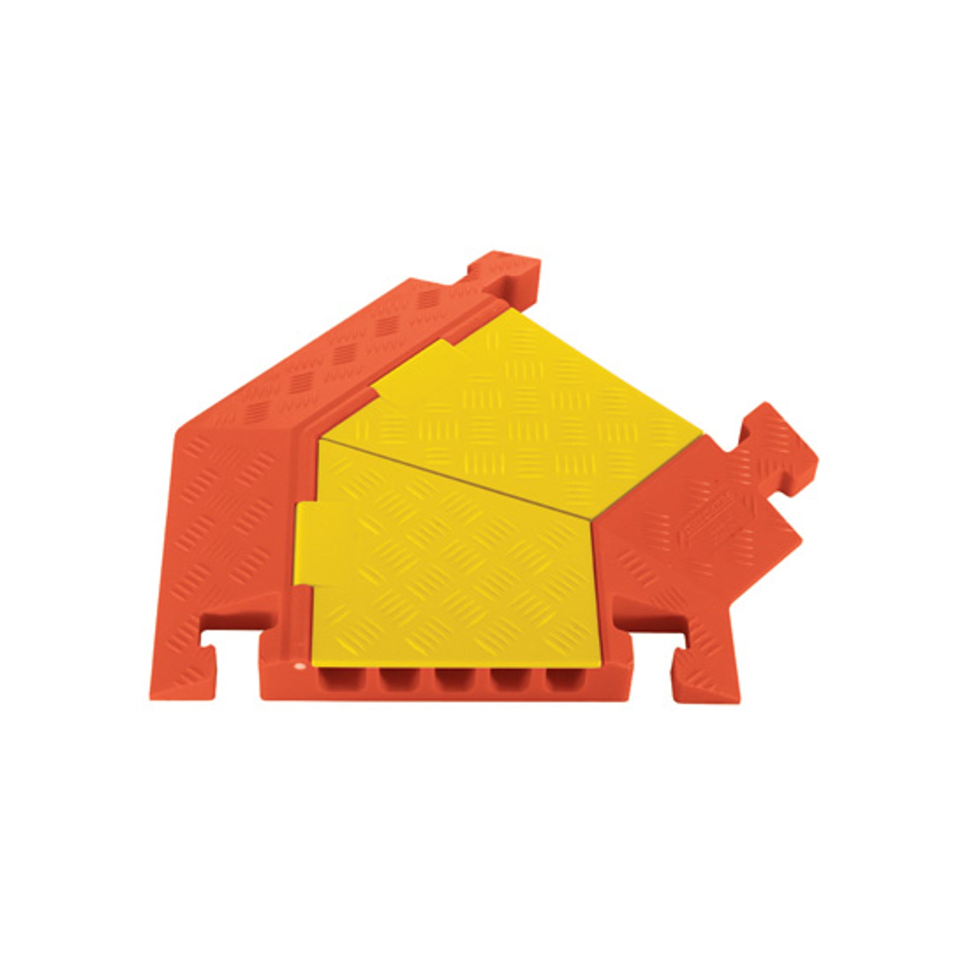 Cable Protector - Linebacker - 5-Ch - 1.25" - Right Turn - T-Conn - Yellow/Orange - 80 - 600 Lb Load - CPT5X125-R-Y/O