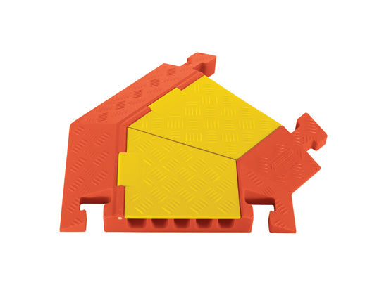 Cable Protector - Linebacker - 5-Ch - 1.25" - Right Turn - T-Conn - Yellow/Orange - 80 - 600 Lb Load - CPT5X125-R-Y/O