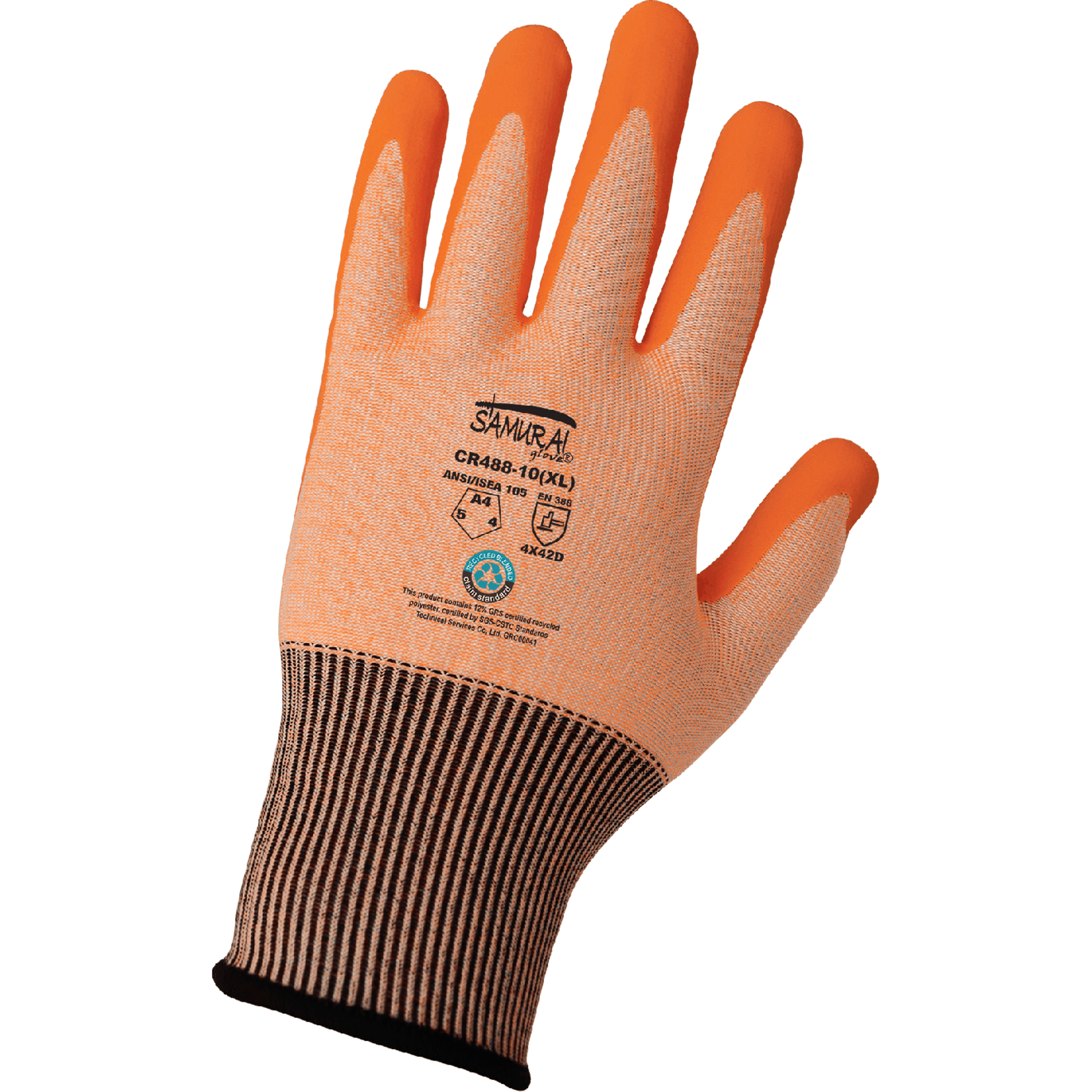 Global Samurai Glove High-Visibility 18-Gauge Nitrile Coated Cut A4 - CR488 - 12/Pair