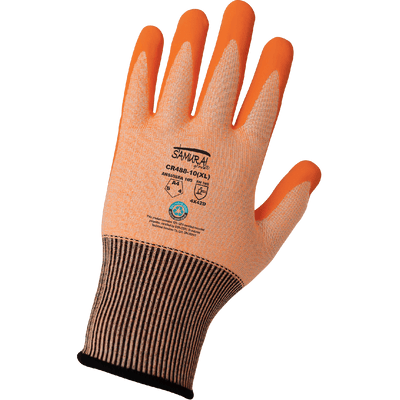 Global Samurai Glove High-Visibility 18-Gauge Nitrile Coated Cut A4 - CR488 - 12/Pair