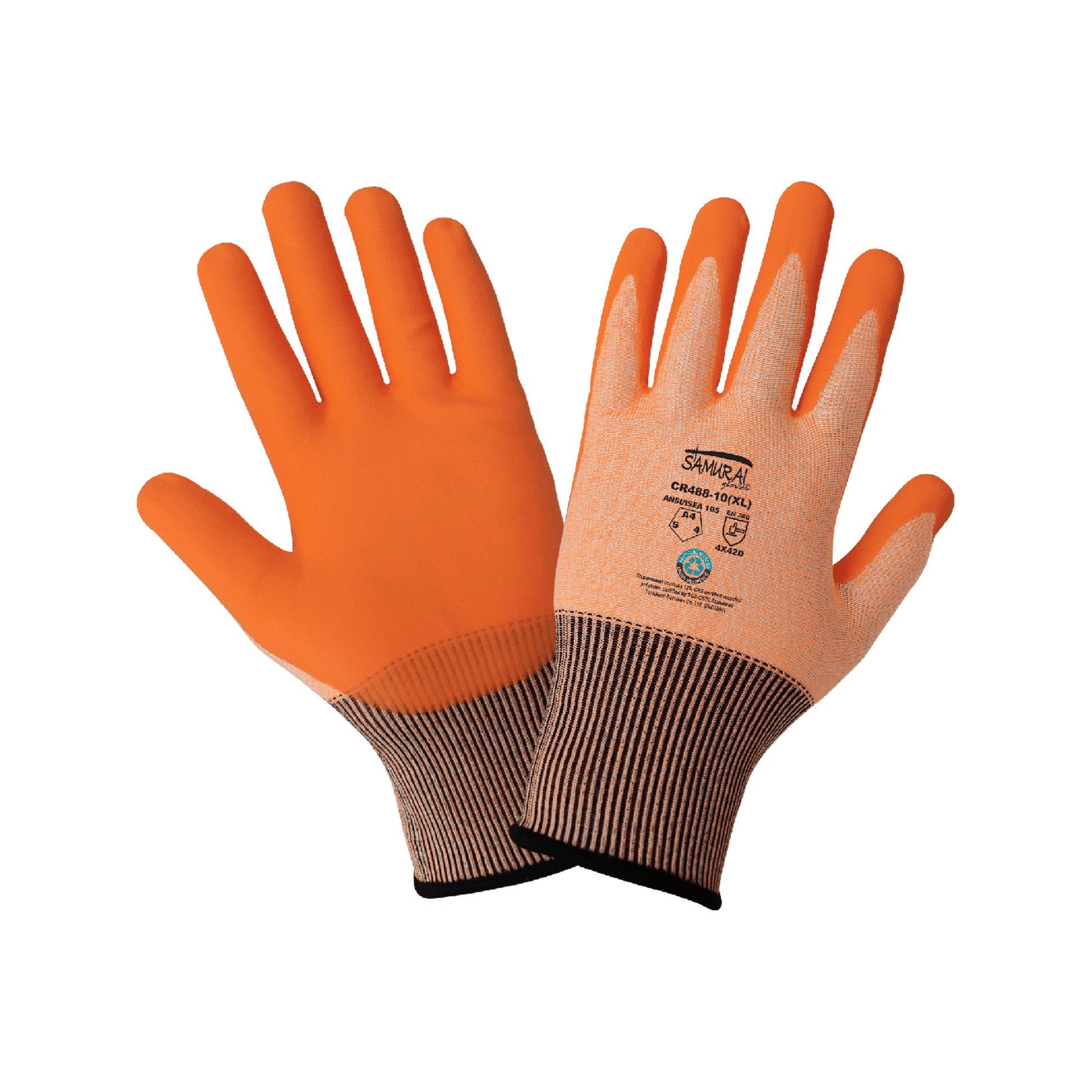 Global Samurai Glove High-Visibility 18-Gauge Nitrile Coated Cut A4 - CR488 - 12/Pair