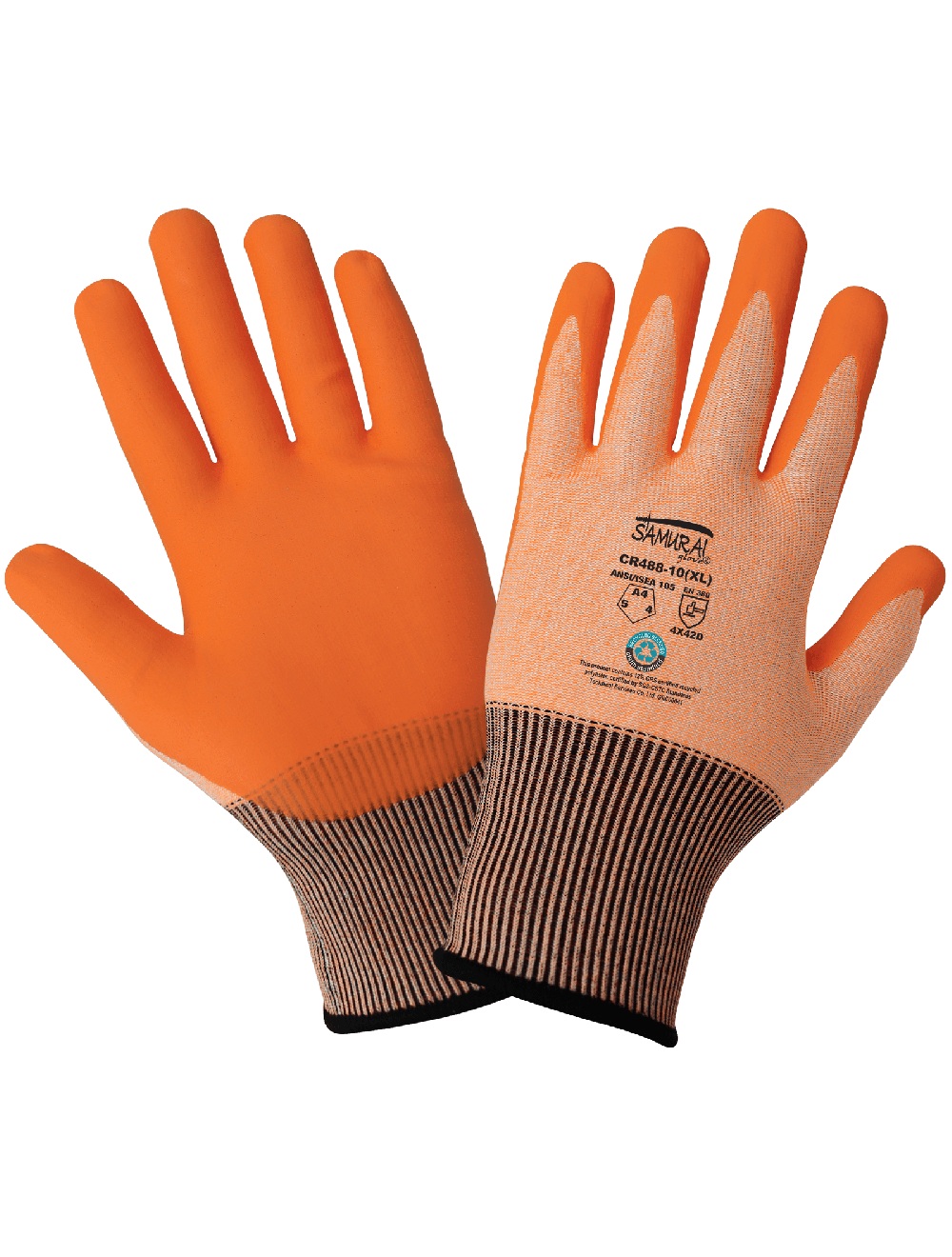 Global Samurai Glove High-Visibility 18-Gauge Nitrile Coated Cut A4 - CR488 - 12/Pair